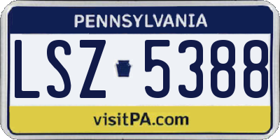 PA license plate LSZ5388
