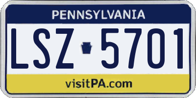 PA license plate LSZ5701