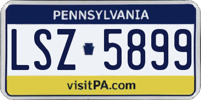 PA license plate LSZ5899