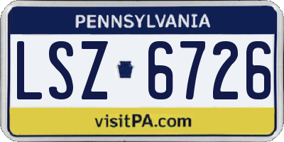 PA license plate LSZ6726