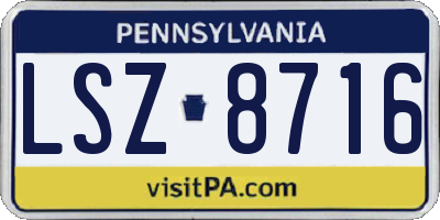 PA license plate LSZ8716