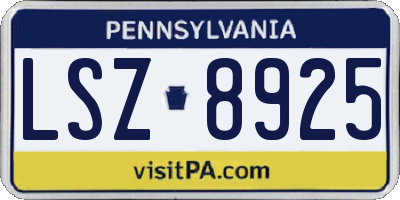 PA license plate LSZ8925