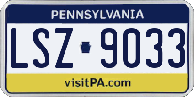 PA license plate LSZ9033