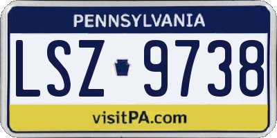 PA license plate LSZ9738
