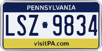 PA license plate LSZ9834