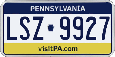 PA license plate LSZ9927
