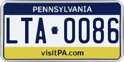PA license plate LTA0086