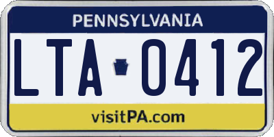 PA license plate LTA0412