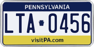 PA license plate LTA0456
