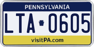 PA license plate LTA0605