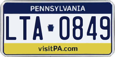PA license plate LTA0849