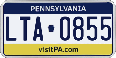 PA license plate LTA0855