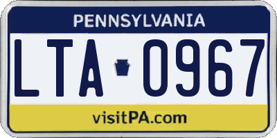 PA license plate LTA0967