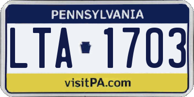 PA license plate LTA1703