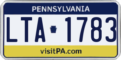 PA license plate LTA1783