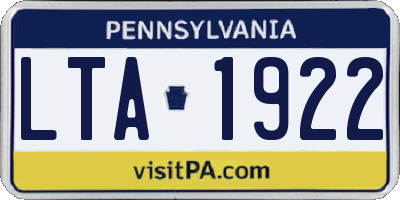 PA license plate LTA1922