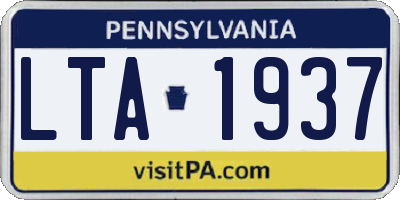 PA license plate LTA1937