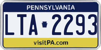 PA license plate LTA2293
