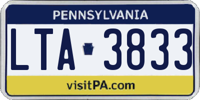 PA license plate LTA3833