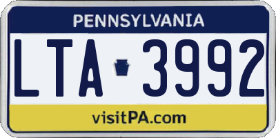 PA license plate LTA3992