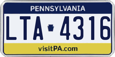 PA license plate LTA4316