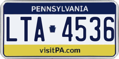 PA license plate LTA4536