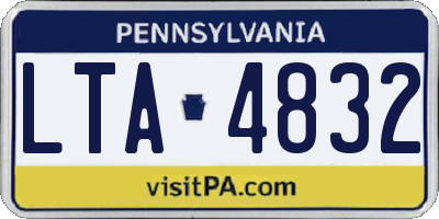PA license plate LTA4832