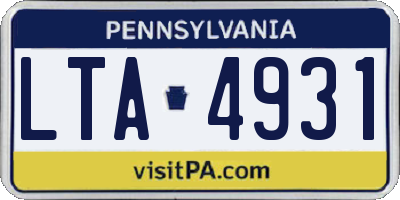 PA license plate LTA4931