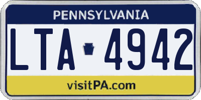 PA license plate LTA4942