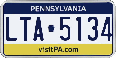 PA license plate LTA5134