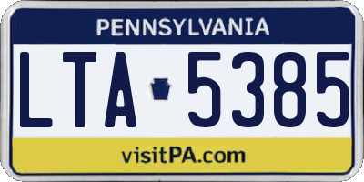 PA license plate LTA5385