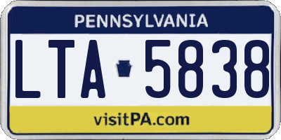 PA license plate LTA5838