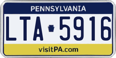 PA license plate LTA5916