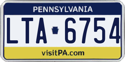 PA license plate LTA6754