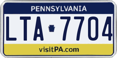 PA license plate LTA7704