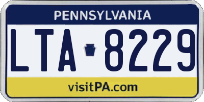 PA license plate LTA8229