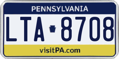 PA license plate LTA8708