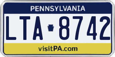 PA license plate LTA8742