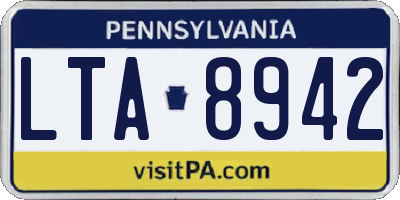 PA license plate LTA8942