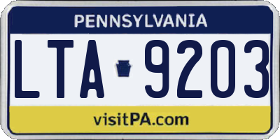 PA license plate LTA9203