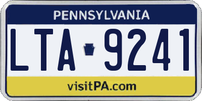PA license plate LTA9241