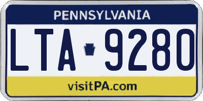 PA license plate LTA9280