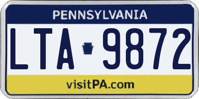PA license plate LTA9872