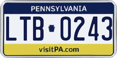 PA license plate LTB0243