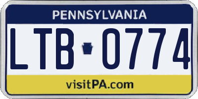 PA license plate LTB0774