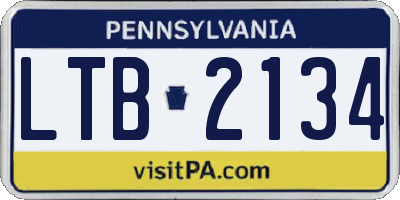 PA license plate LTB2134
