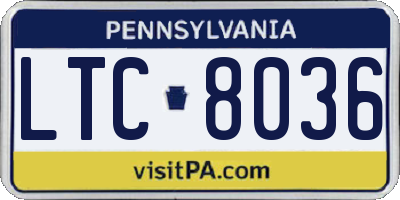 PA license plate LTC8036