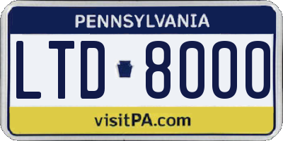 PA license plate LTD8000