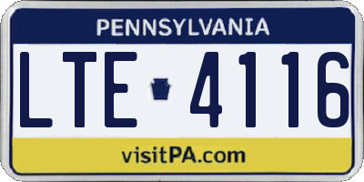PA license plate LTE4116