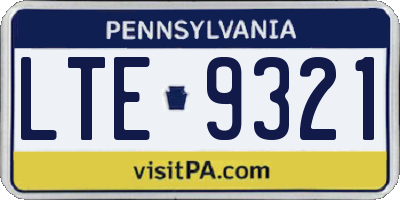 PA license plate LTE9321